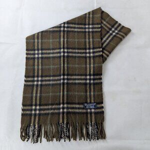 Burberry London Vintage Classic Nova Check 100% Cashmere Green Scarf - England